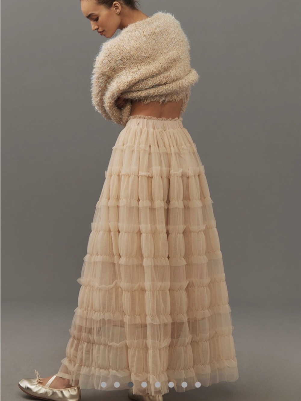 NWT By Anthropologie Shirred Tulle Maxi Skirt - Picture 4 of 8